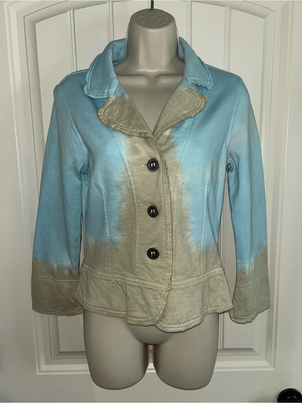 NEW Hard Tail Women’s Two-Tone Blue and Beige Button-Front Jacket Sz M